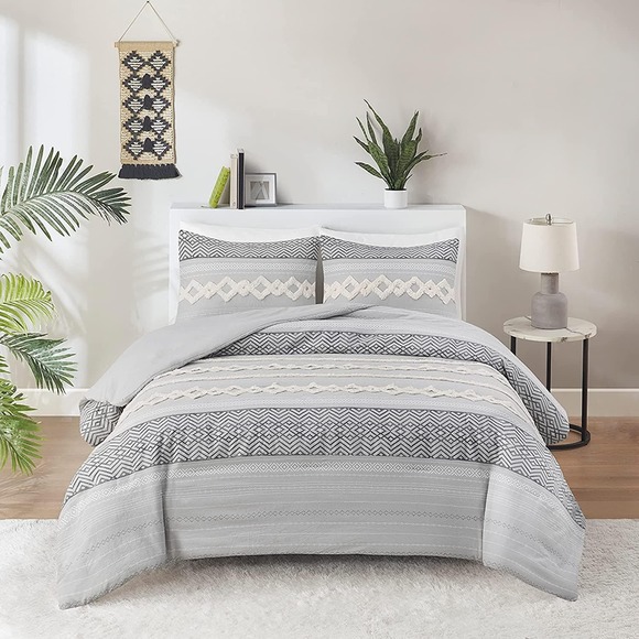Hyde Lane Farmhouse Bedding Comforter Sets Ivory Full/Queen Size Boho Bed Set. - Picture 3 of 4